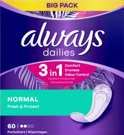 Always Dailies Inlegkruisjes Normal Fresh &amp; Protect 60 stuks