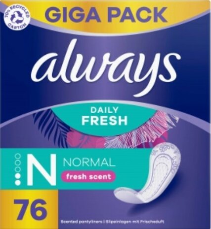 Always Dailies Inlegkruisjes Normal Fresh 76st